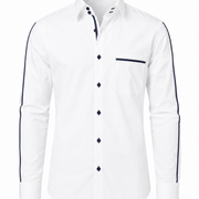 White Giza satin shirt front view for men