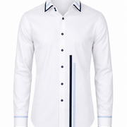 White Giza satin shirt front view for men