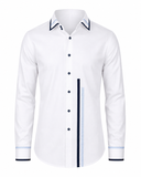 White Giza satin shirt front view for men