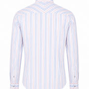 White seersucker striped shirt front view for men