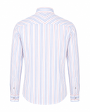 White seersucker striped shirt front view for men